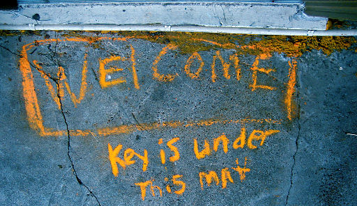 Fußmatte mit der Aufschrift "Welcome"